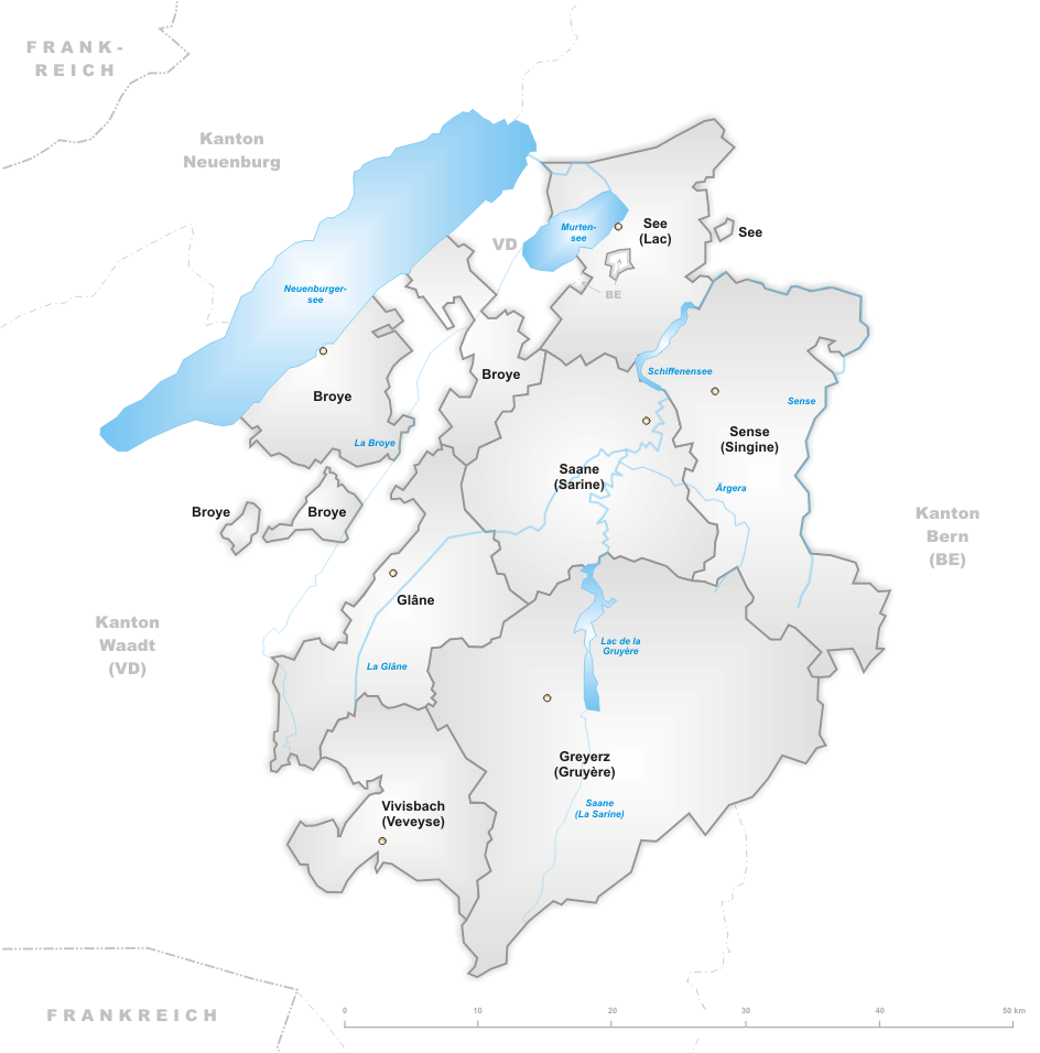 Karte Kanton Freiburg Bezirke 1 Kantonal Freiburgischer Samariterverband