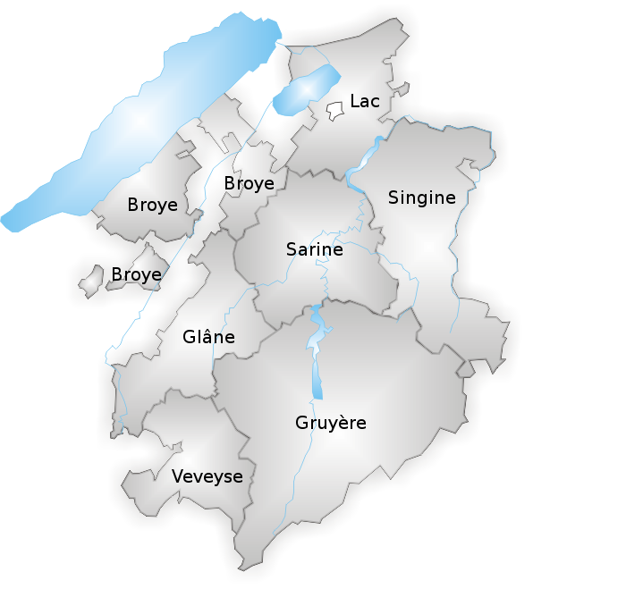 Carte districts canton fribourg Association Cantonale Fribourgeoise des Samaritains