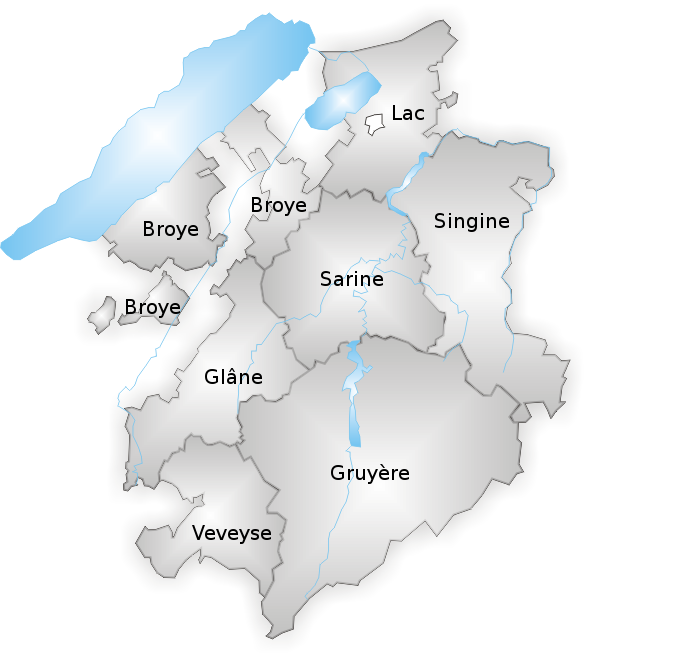 Carte districts canton fribourg Samaritains Fribourg