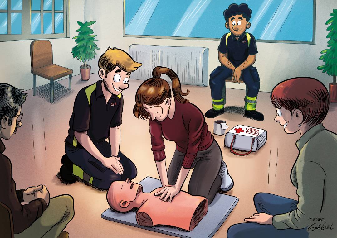 1. Illustration couverture cours public écran 1. Illustration couverture cours public ecran 3 Kantonal Freiburgischer Samariterverband