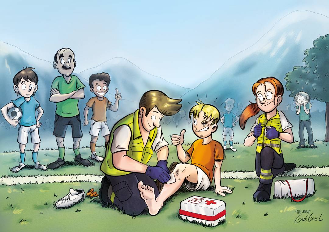 1. Illustration couverture Service Medico sanitaire ecran 1 Samaritains Fribourg